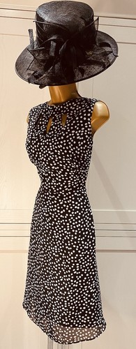 Wallis UK 18 schwarz-weiß gepunktet A-Linie Chiffon ärmellos Anlass Kleid - Bild 5 von 10