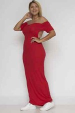 Womens Plus Size Red Maxi Dress 1X Cold Shoulder Summer Travel 