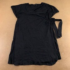 Asos Womens Wrap Dress Black Mini V Neck Short Sleeve Cap Solid Maternity 10 New