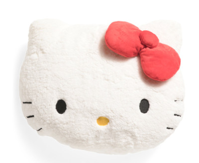 HELLO KITTY White Sherpa Head and Bow Decorative Pillow Extra Large NWT