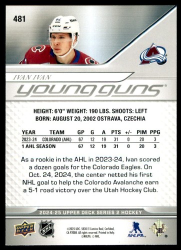 2024-25 UD Upper Deck Young Guns Series 2 U-Pick UD YG CELEBRINI MICHKOV - Picture 126 of 218
