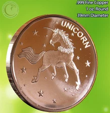 "Unicorn" 1 oz .999 Copper Round