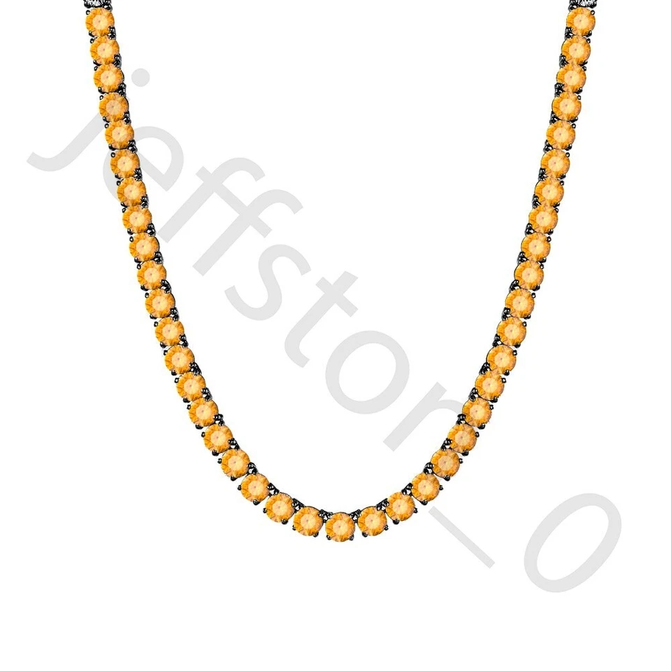 Collar Tenis 45,72 ctw Creado en Laboratorio Corte Redondo Citrino Chapado en Oro Negro 14K 4mm Foto 2 de 4