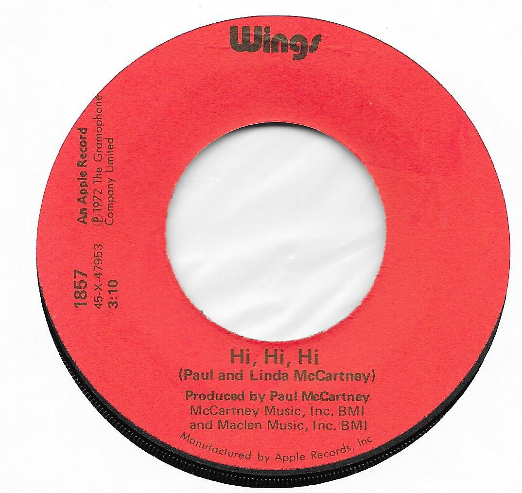 Paul McCartney & Wings Hi Hi Hi C Moon red label 45 rpm record | eBay