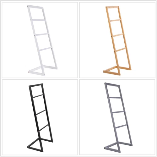 Bamboo Freestanding Towel Rack Drying Stand & Holder with 4 Clothes Rails