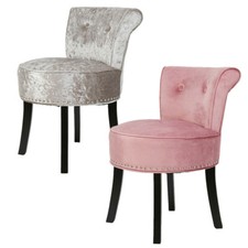 1x Velvet Upholstered Accent Armless Chair Makeup Vanity Stool Bedroom Furniture