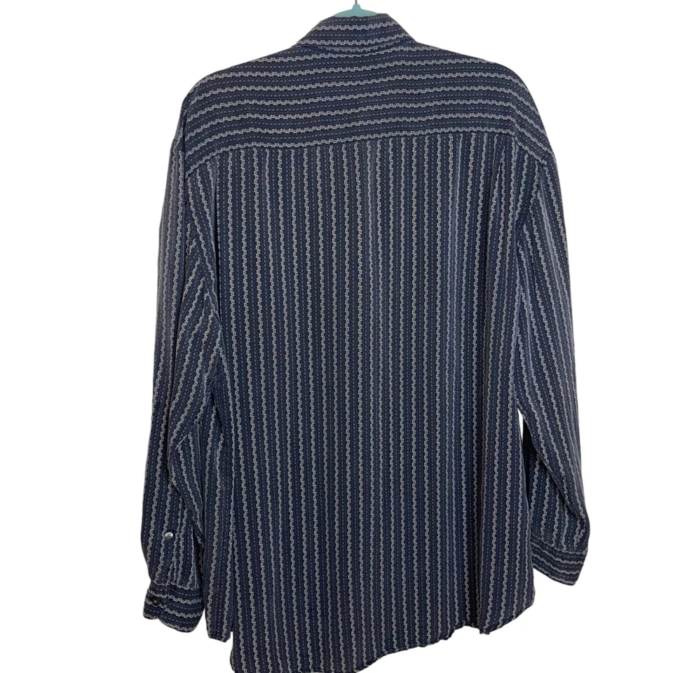 Perry Ellis Shirt Vintage Mens Size Large Gray Button Down Long Sleeve 90s 1990s - Image 2 of 4