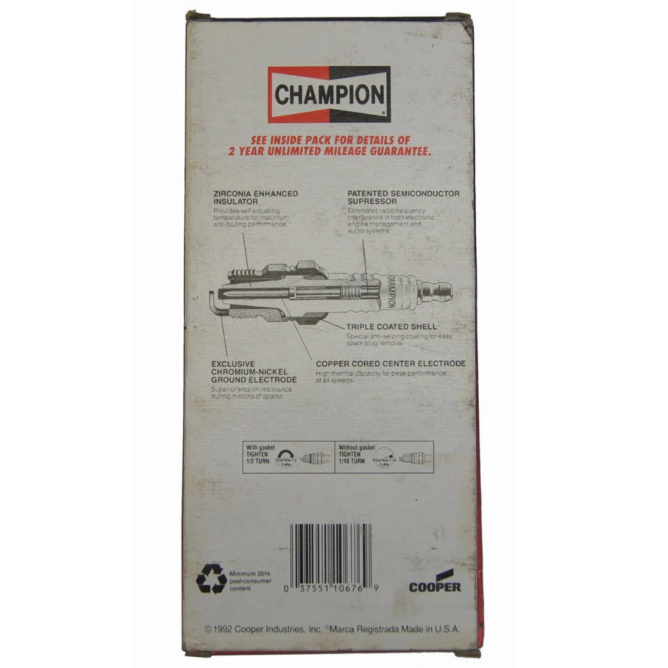 Champion Copper Plus Spark Plugs Pack of 8 New Stock No.105 RN16YC5 - Image 2 of 4