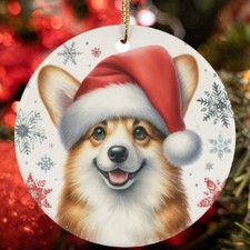 Merry Xmas Pembroke Welsh Corgi Dog Santa Winter Christmas Ornament Gift Decor