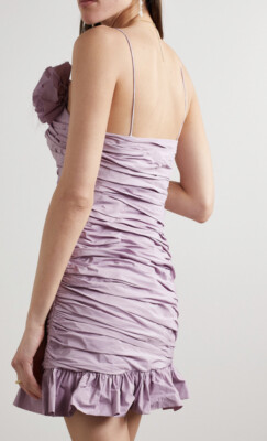 ruched rosette ruffle mini dress AFRM Zami Ruched Rosette Off-The-Shoulder Mini Dress