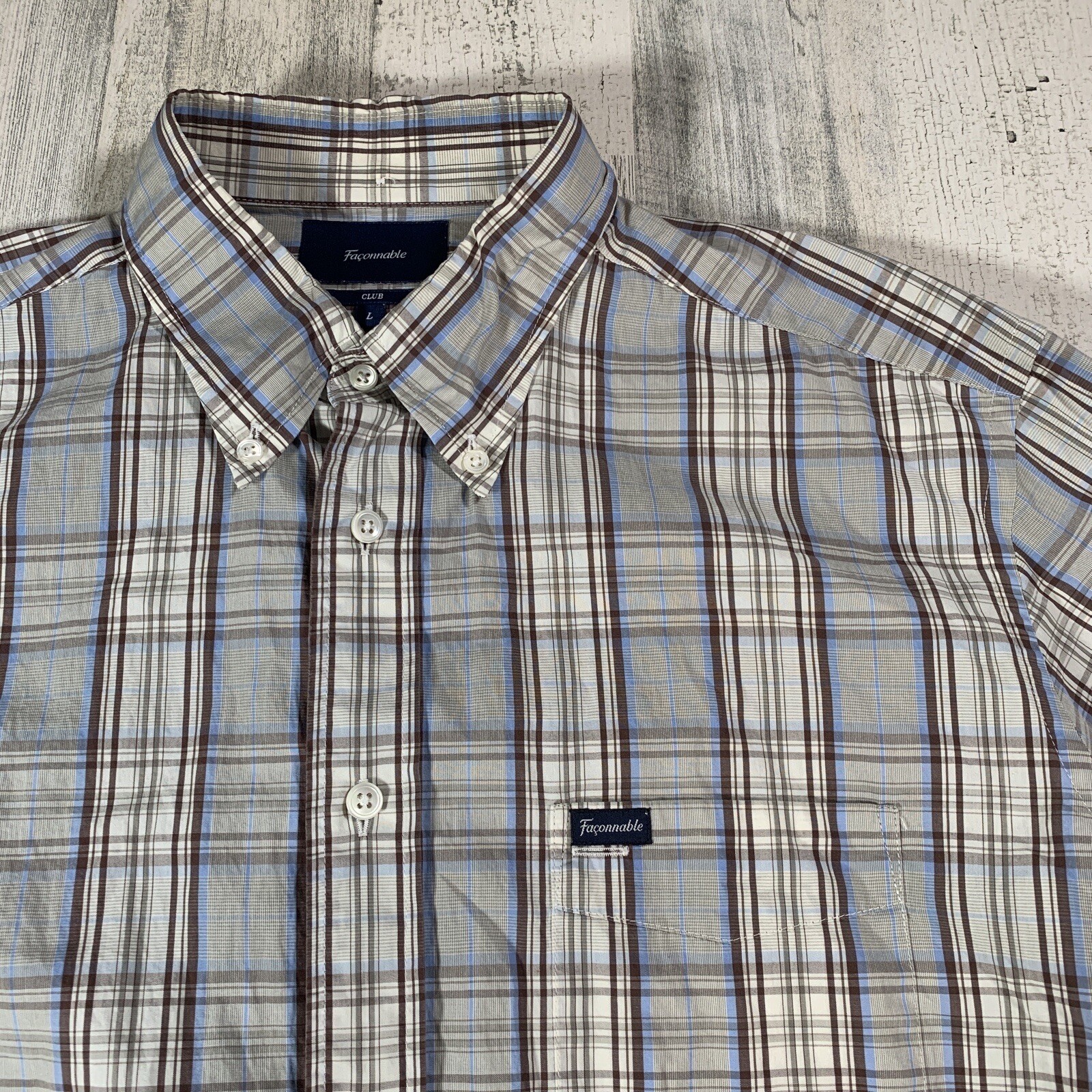 Faconnable Multicolor Checkered Button Down Long … - image 2