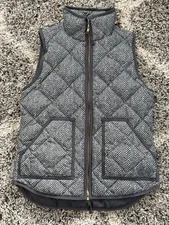 J. Crew Excursion Herringbone Down Fill Vest Jacket Size XS Gray