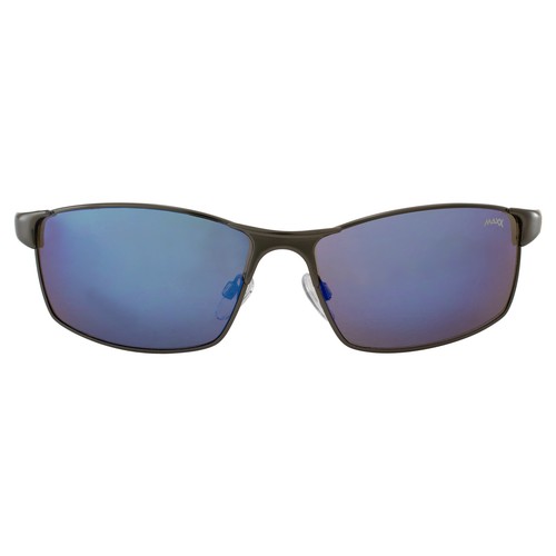 Maxx Speed Sport Golf Reiten Sonnenbrille metallfarbenes Metallgestell blaue rauchfarbene Gläser - Bild 2 von 8