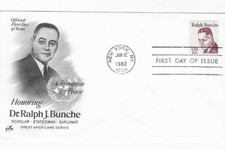 1982-FIRST DAY COVER-#1860-DR. RALPH BUNCHE