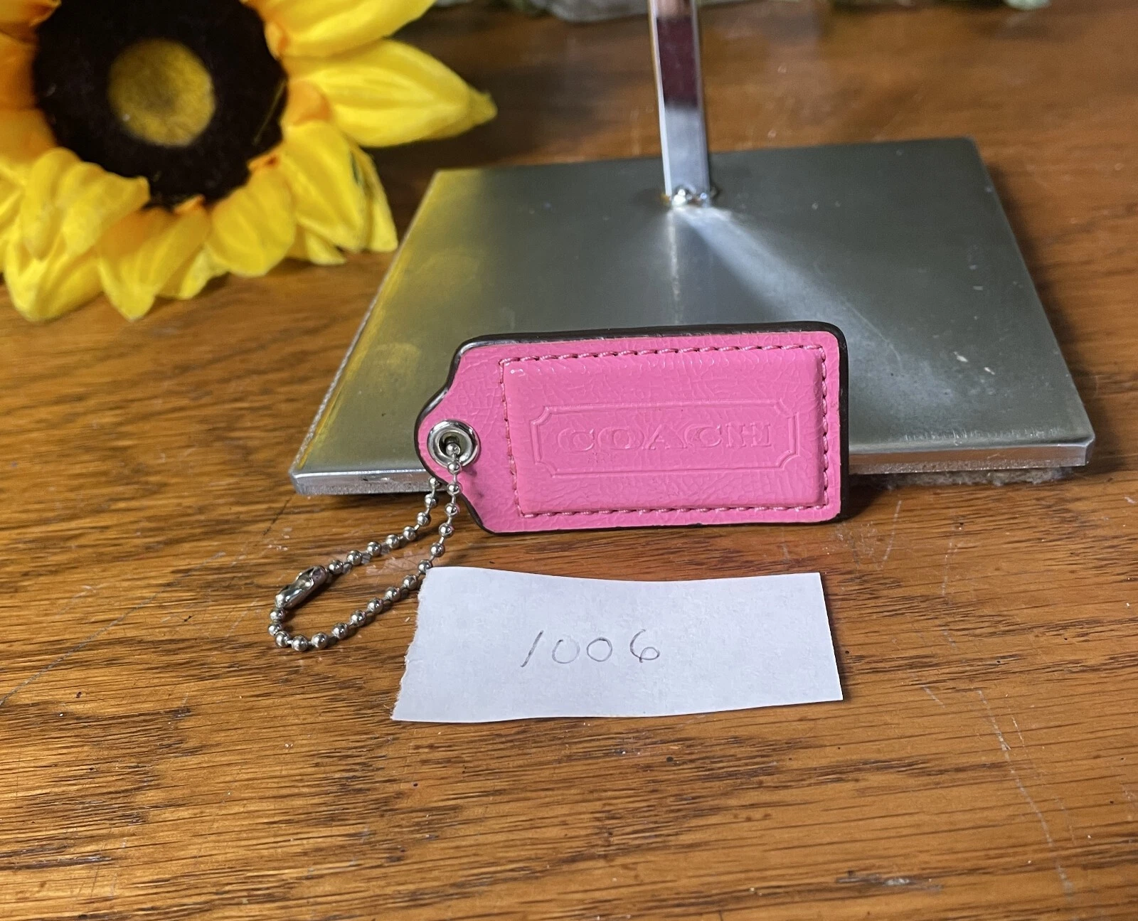 PORTACHIAVI PORTACHIAVI COACH 2 5" ROSA CALDO VERNICE CHARM HANGTAG HANG TAG