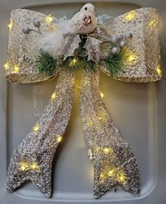 Pre-Lit Large Christmas Bow Decoration Holiday Decor LED 16 in