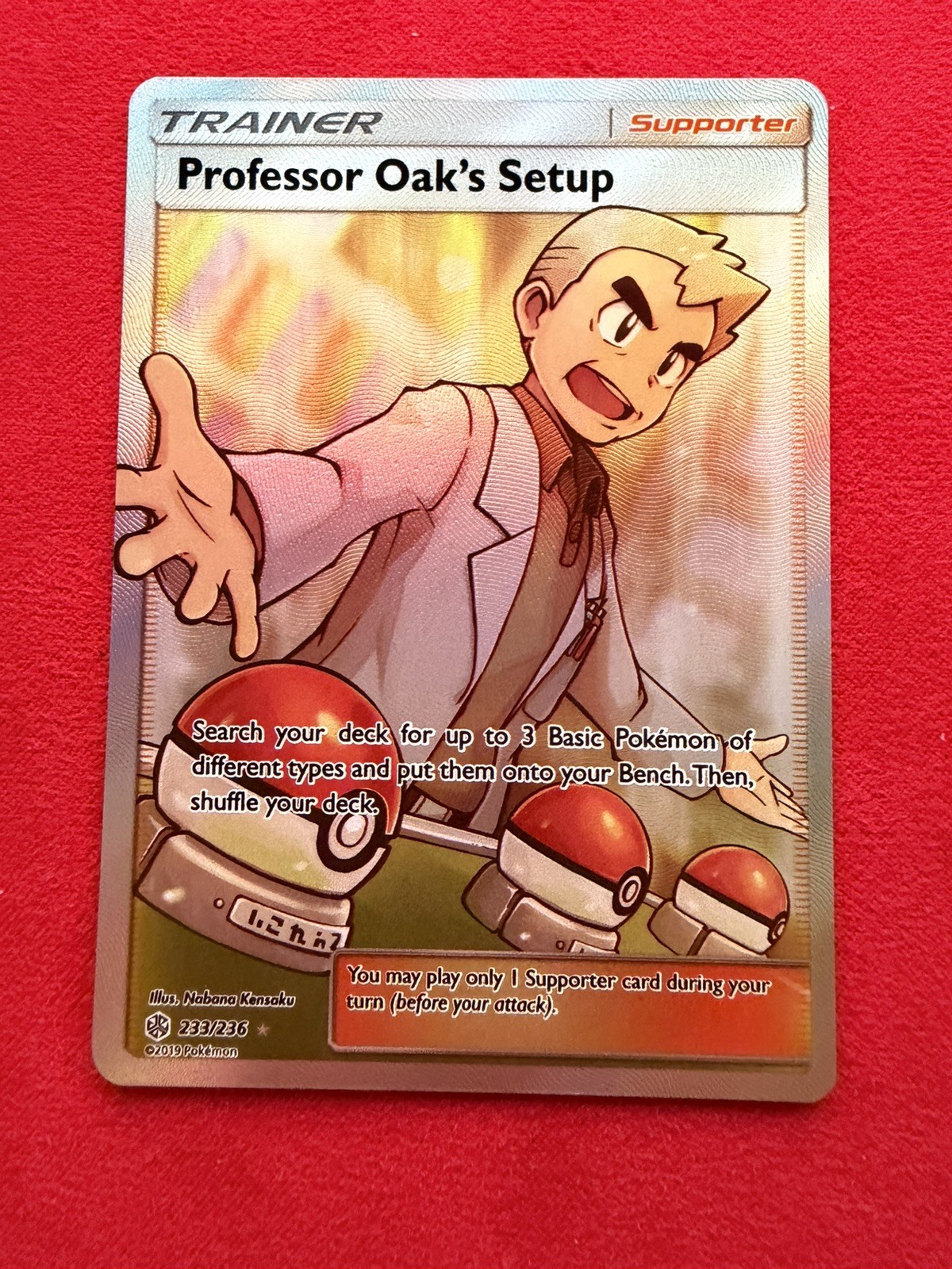 Professor Oak's Setup 233/236 Full Art Ultra Rare Cosmic Eclipse Pokemon NM