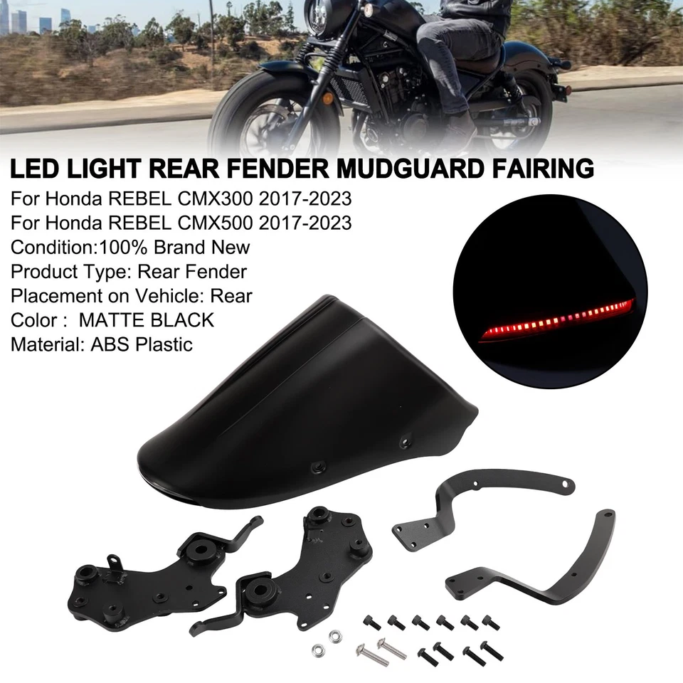 LED light Rear Fender Mudguard Fairing For Honda REBEL CMX 300 500 2017-2025 #3, - Изображение 4 из 4