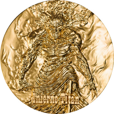 Cameroon 2024 UNLEASH THE FIERY POWER OF INFERNO TITAN 2 Oz Gilded silber Münze