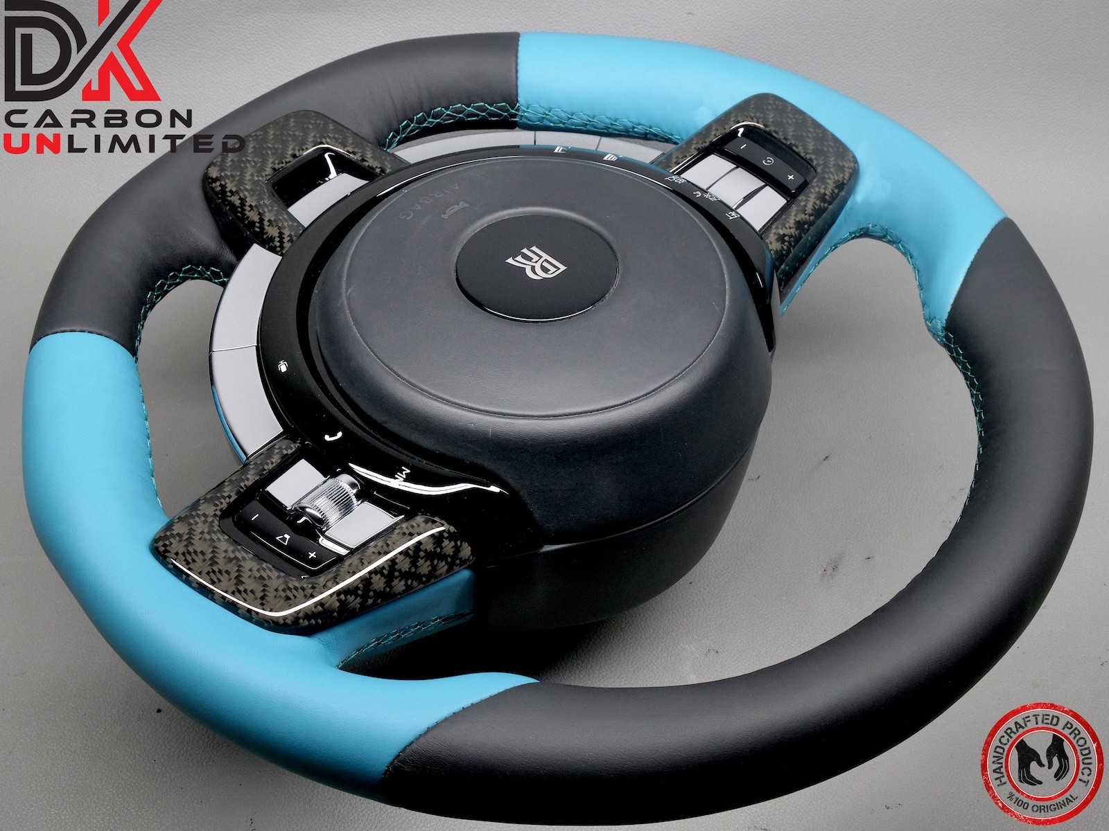Rolls Royce Ghost Thick Flat Bottom Two Tone Turchese Black Napa Steering Wheel