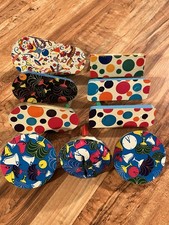 Vintage Tin Litho Noise Maker Toys New Years Clowns Polka Dots Set of 9