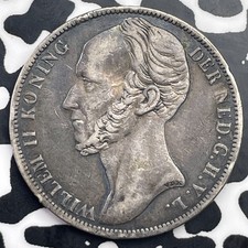 1848 Netherlands 1 Gulden Lot#C1888 Silver!