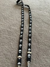 Black Suspenders With White Skulls One Size Fits Most