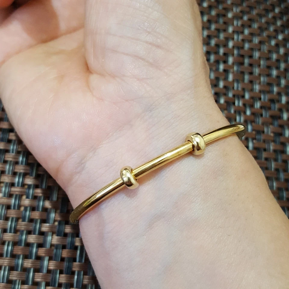 Links Of London 925 Sterling Silver Bracelet, 18k Gold Vermeil Amulet Bangle - Image 4 of 4