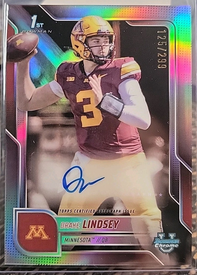 2025 Bowman Chrome U Drake Lindsey 1st Prospect Refractor Auto Autograph #/299