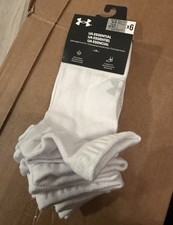 Under Armour Essential White Crew Socks   6 Pack New with Tags 