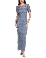 Adrianna Papell Beaded Petal Gown Women's Blue 2