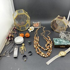 costume jewelry lot wearable Lot, Necklace, Watch, Jewelry Cases