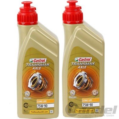 2x 1L CASTROL TRANSMAX AXLE LONGLIFE 75W-90 GL-5 DIFFERENTIALÖL passend für BMW