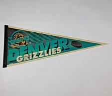 Vtg 1990s 1995 DENVER GRIZZLIES IHL Hockey Signed Chris Luongo 30 X 12 Pennant