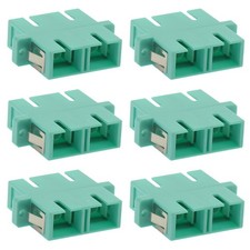 6x SC to SC Fiber Optic Duplex Multi Mode Optical Coupler Adapter Connector Aqua