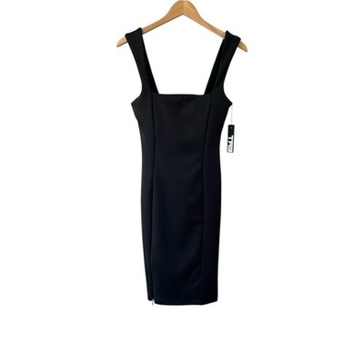 TA3 Squarey Pencil Dress L Black Corset cinching shaping Bodycon NWT
