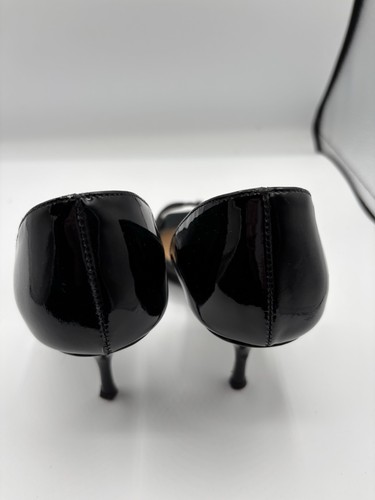 Prada Women's SZ 36 5.5 Black Patent Leather Peep Toe Stilleto Kitten Heel Pump - Picture 8 of 13