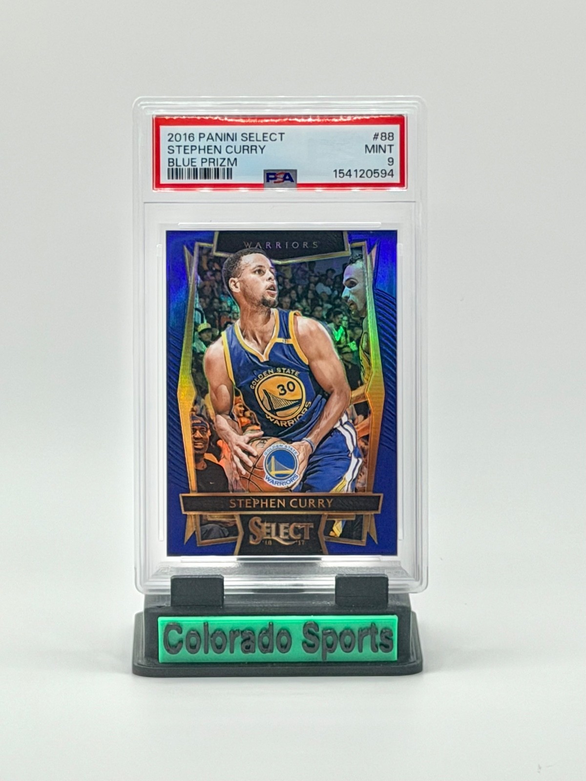 STEPHEN CURRY 2016-17 Panini Select #88 Blue Prizm 165/299 PSA 9 Mint