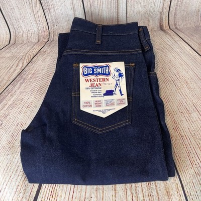 VTG Big Smith Western Jeans Men's 32x34 Zipper Bootcut Dark Blue Dead Stock New