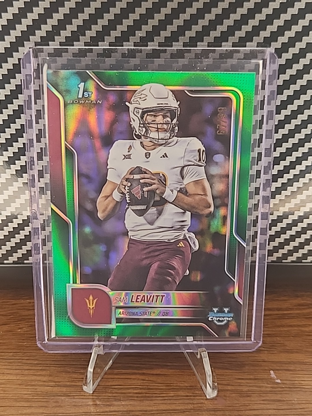 2025 Bowman University Chrome - Sam Leavitt #195 Green Lava Refractor /99 (RC)