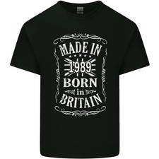 Camiseta de algodón ligero Born In Britain 36th Birthday Made 1989 para hombre
