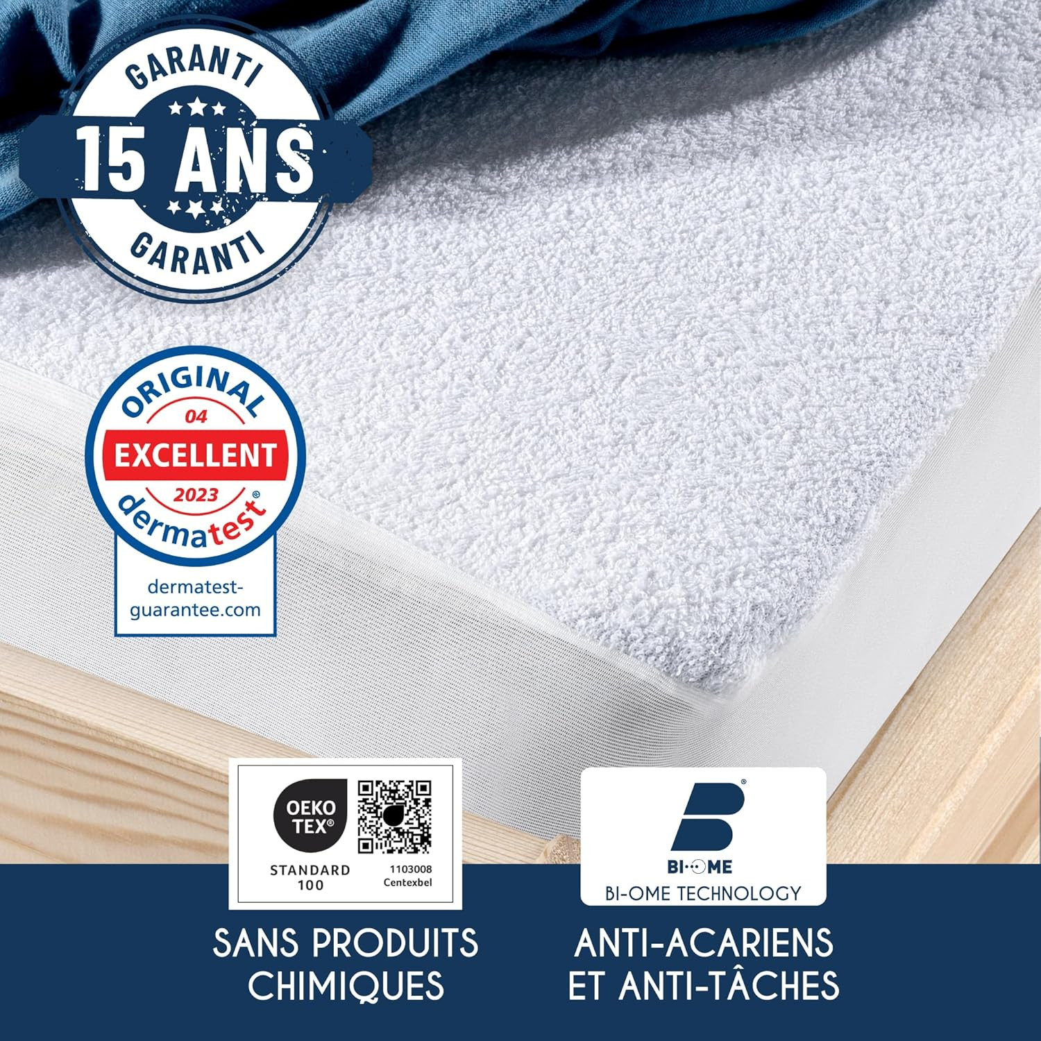 Protège-matelas 160x200 cm imperméable et alèse blanche en coton doux - 3