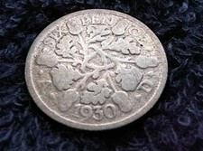 1930 - Sixpence Coin - King George V - .500 Silver