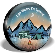 I Go Where I'm Towed Spare Tire Cover Weatherproof Wheel Protectors Universal...