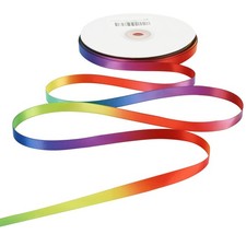 Rainbow Satin Ribbon - 3/8 inch Thin Color Ribbon for Crafts Gift Wrapping Bi...