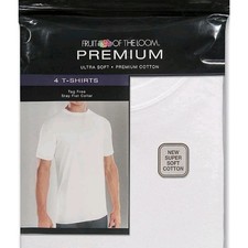Fruit of the Loom Premium Mens 5 Pack Premium Soft Cotton White T-Shirts Tagless