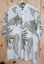 Puritan VTG Retro Men Hawaiian Shirt Sz L Rayon Tropical Wood Button