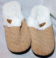 Pink Sweater Knit Slippers Slip-On with Hard Sole Women's Size US 9-10