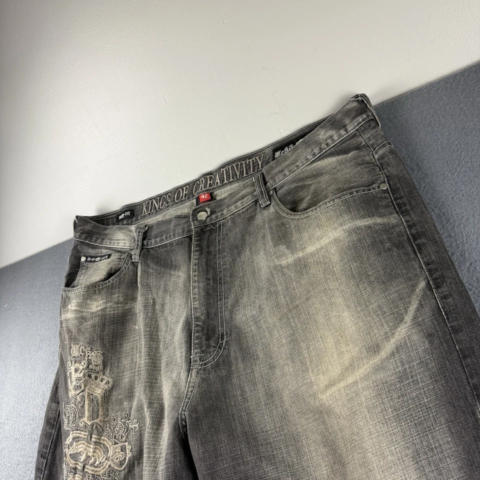 Pantalones de mezclilla Ecko Unltd para hombre 45x33* grises holgados Kings of Creativity pierna ancha Y2K vintage Foto 2 de 4