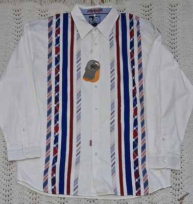 NWT Akademiks AKDMKS Mens Button Up LS White Plaid Dress Shirt Sz 2XL $74